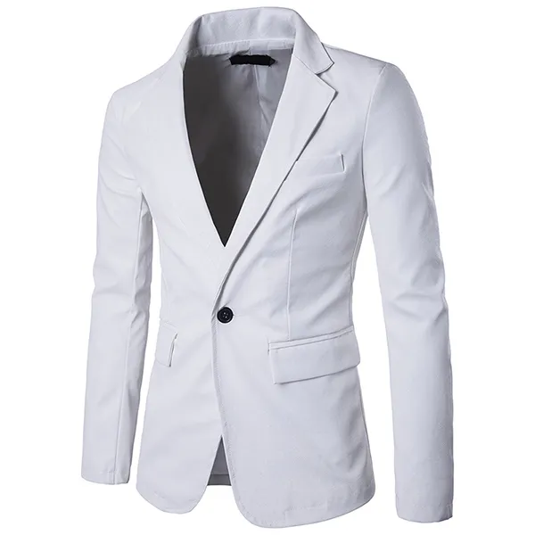 Fashion Solid Color Long Sleeve Notched Lapel Man's PU Leather Coat