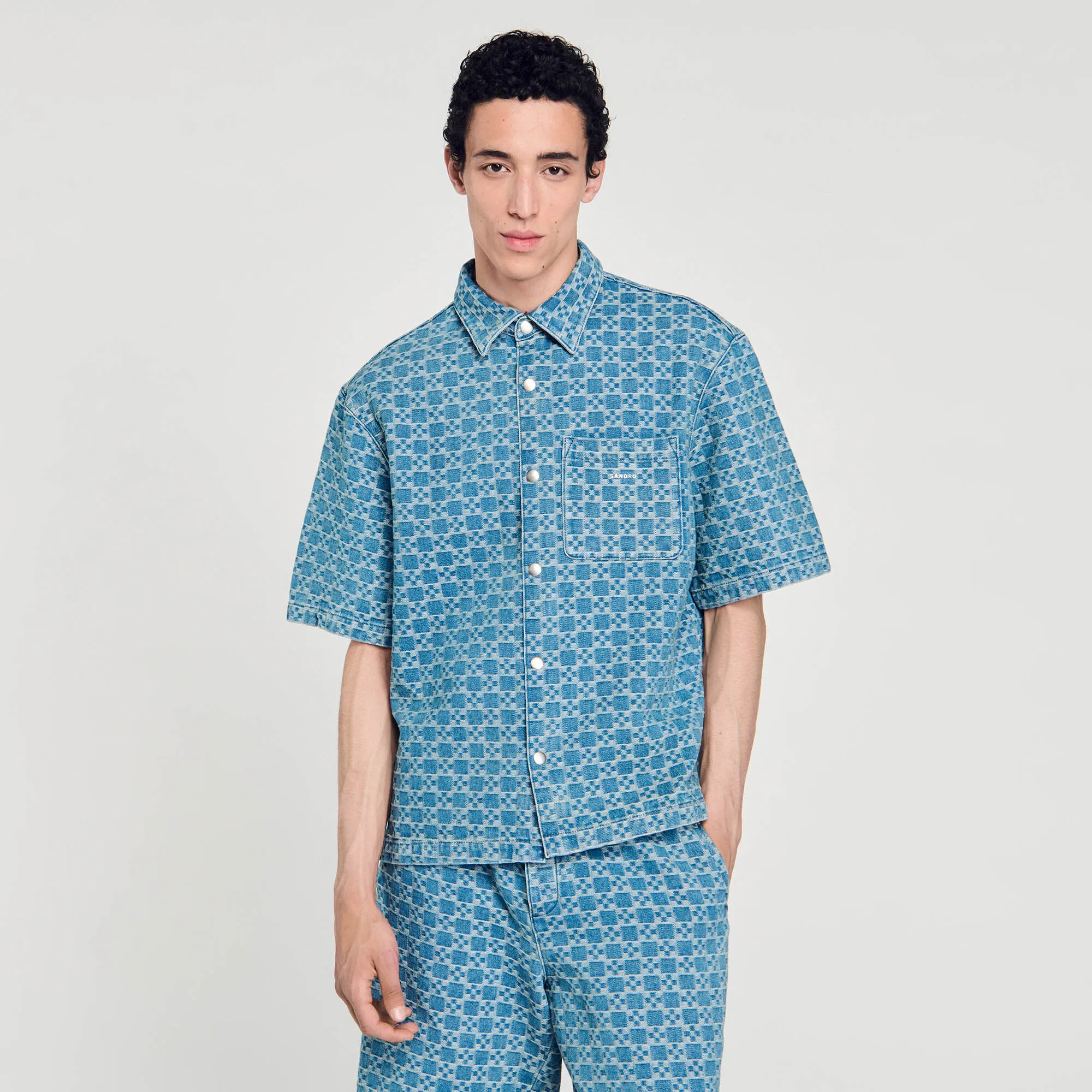 Hemd aus Denim mit Square-Cross-Motiv
