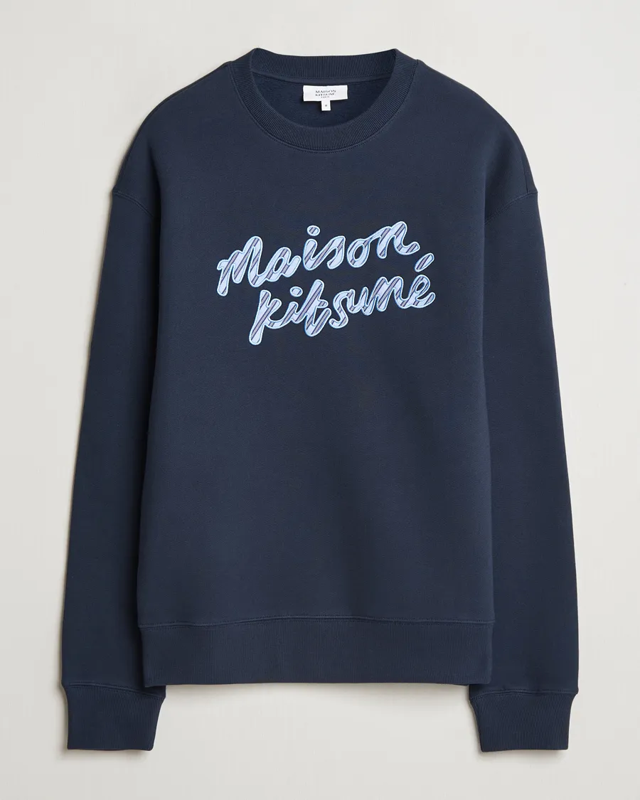 Striped Handwriting Sweatshirt Navy