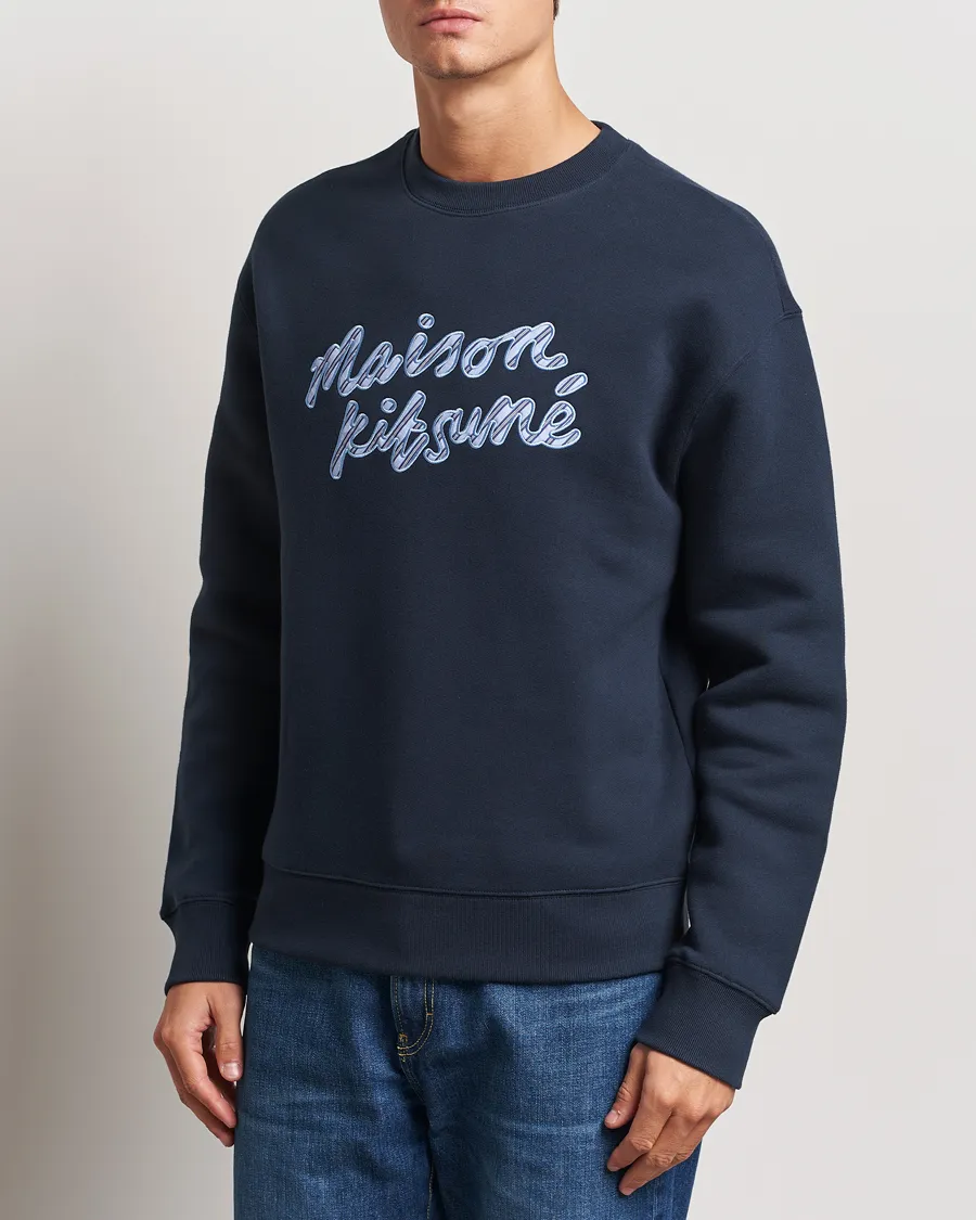 Striped Handwriting Sweatshirt Navy