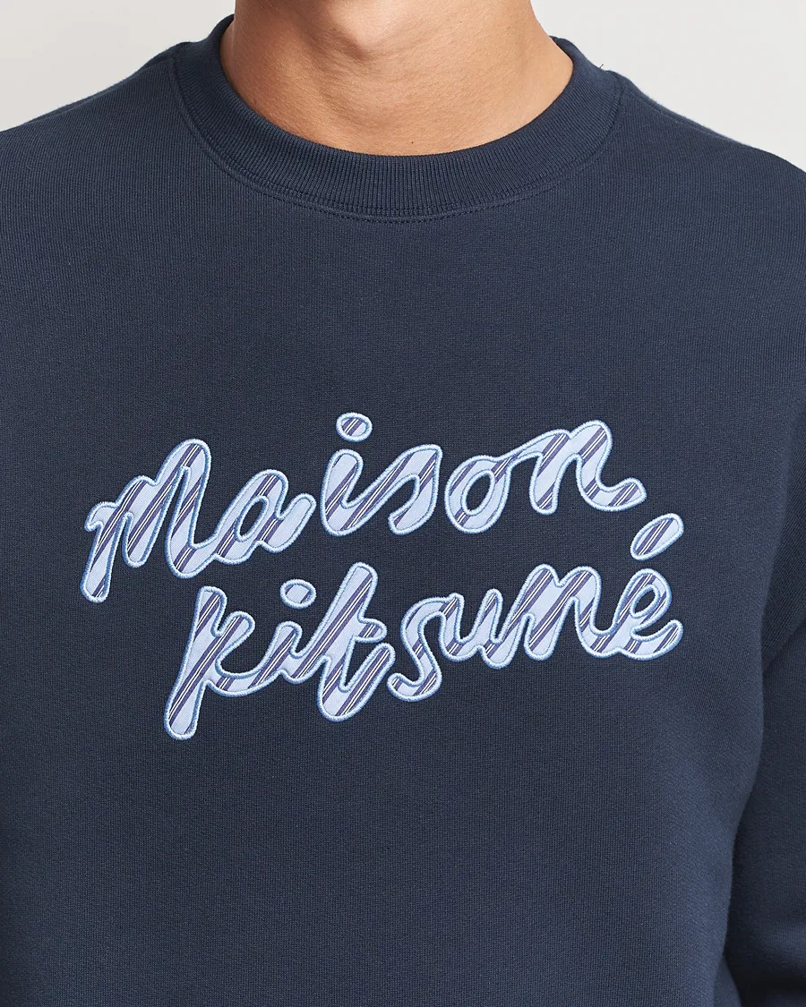 Striped Handwriting Sweatshirt Navy