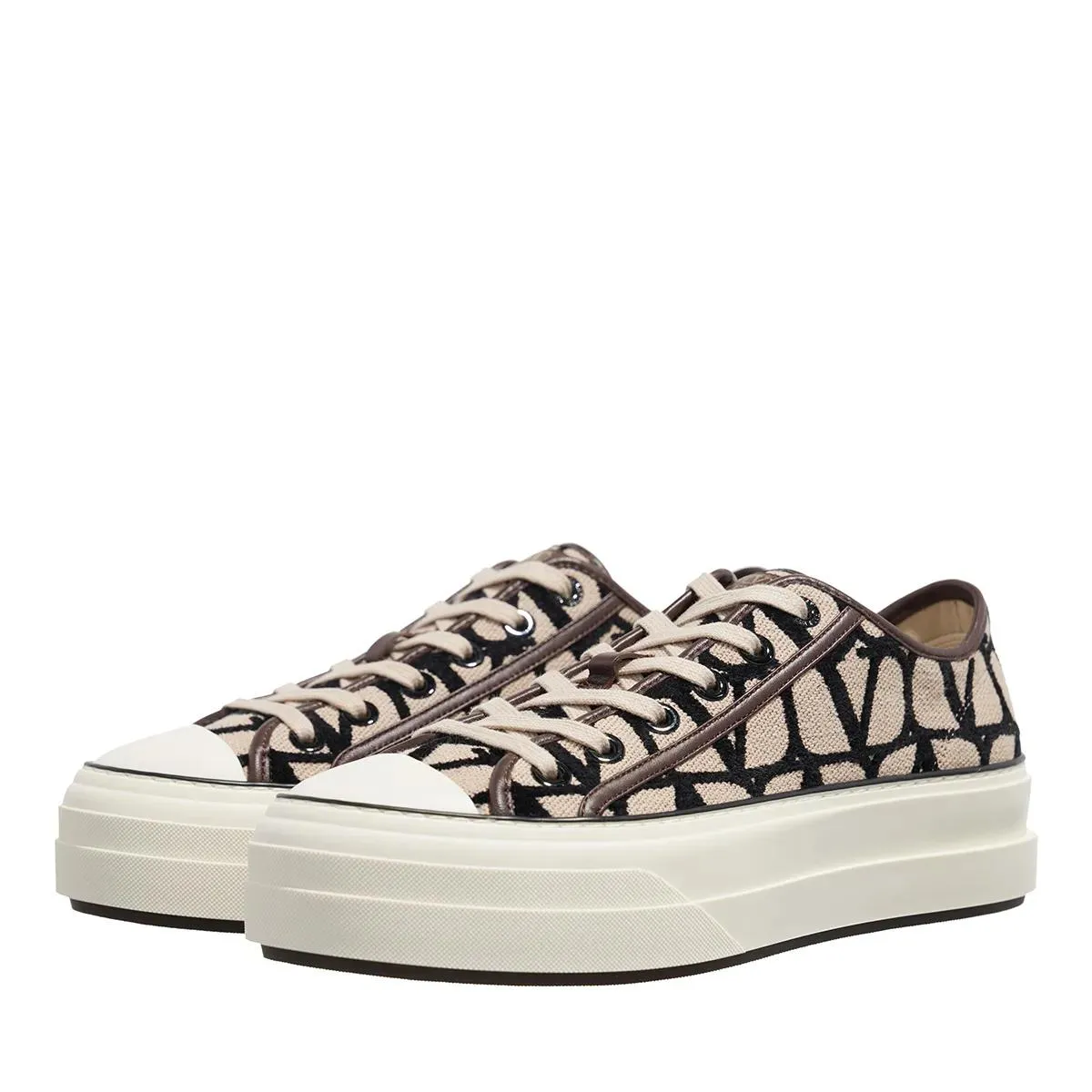   Valentino Garavani  Sneaker Toile Iconographe Naturale Nero  Plateau Sneaker 