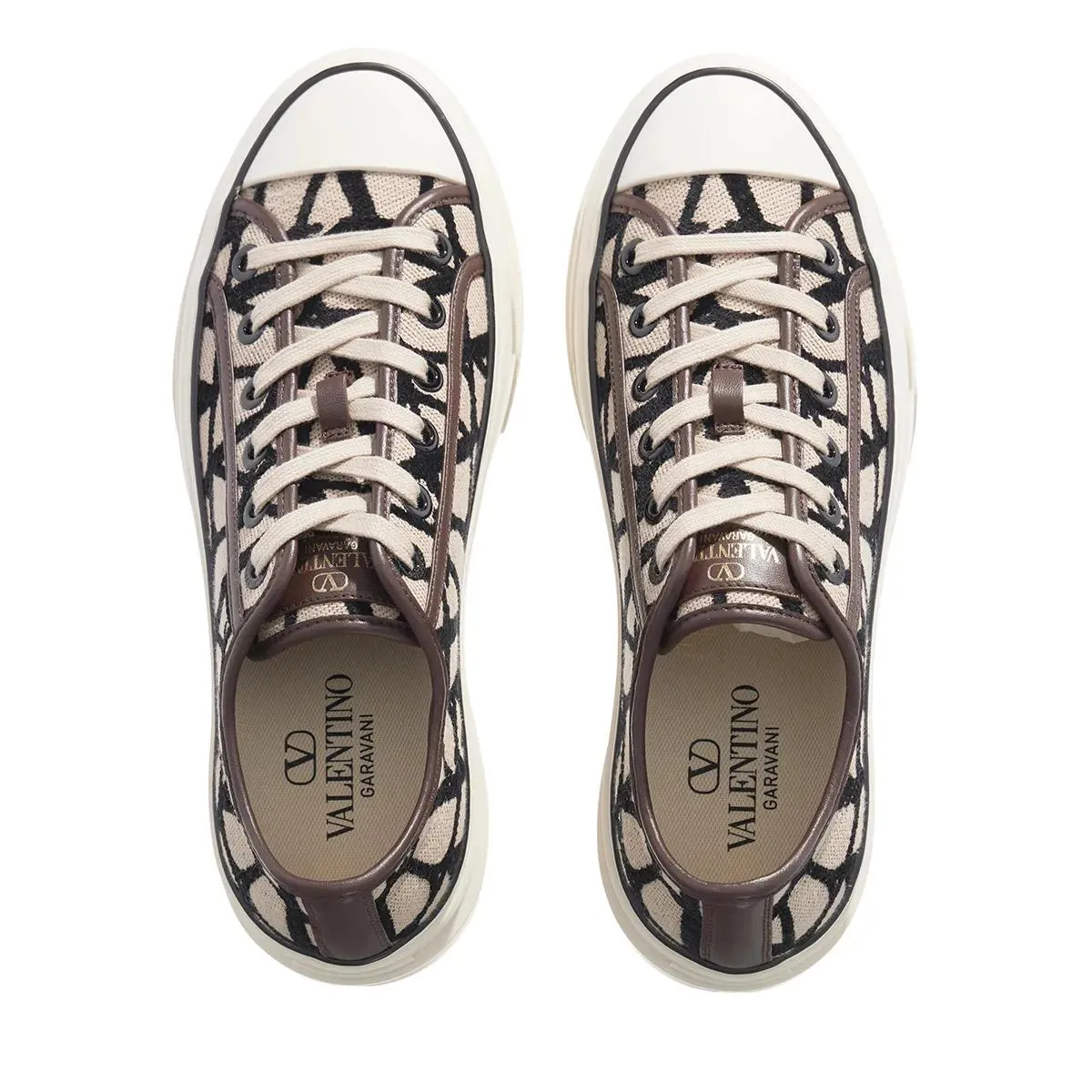   Valentino Garavani  Sneaker Toile Iconographe Naturale Nero  Plateau Sneaker 